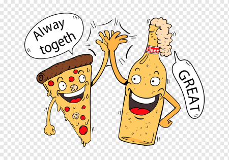 Векторная пицца, пиво