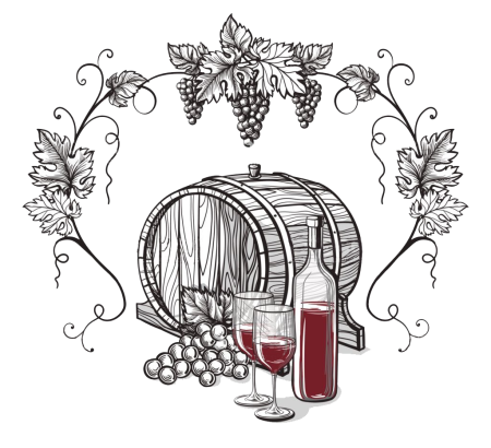 Вино бочка виноград вектор