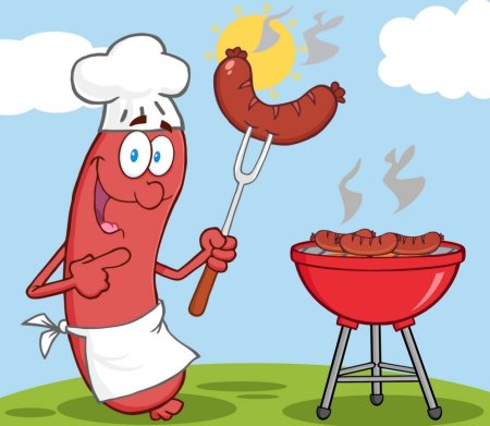 Барбекю сосиски жарят рисунок