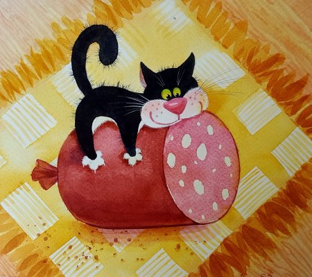 Котик с колбасой