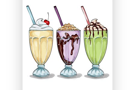 Молочные коктейли вектор