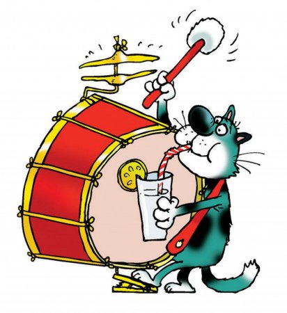 Кот с барабанами