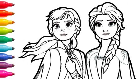 Эльза и Анна разукрашки легкие
