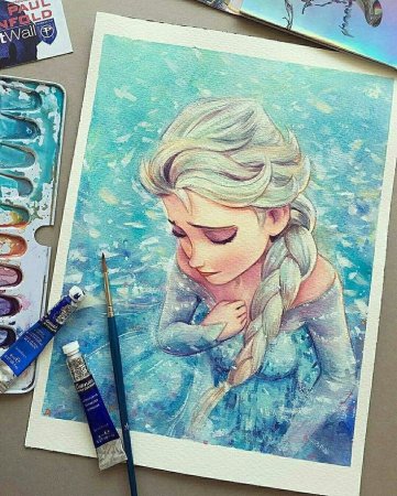 Эльза Холодное сердце акварель