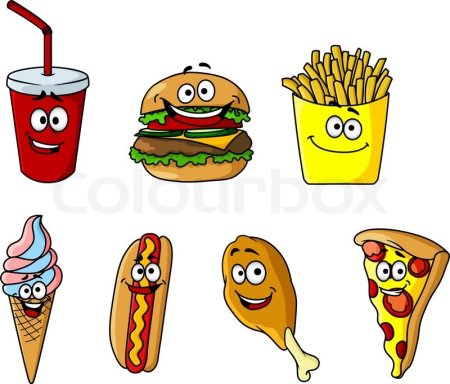 Мультяшный фаст фуд с глазками