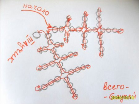 Снежинка из бисера схема плетения