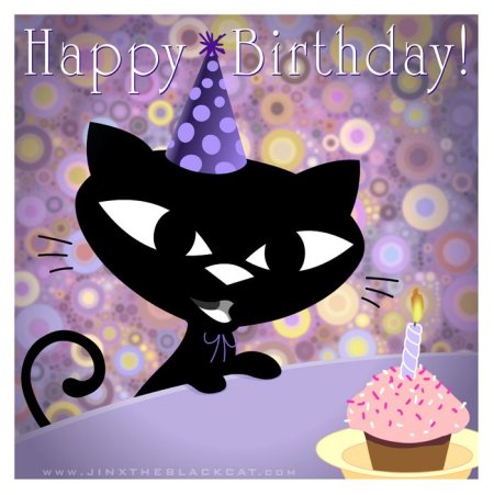 Поздравление с днем рождения с черным котом