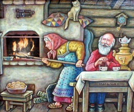 Бабушка в избе