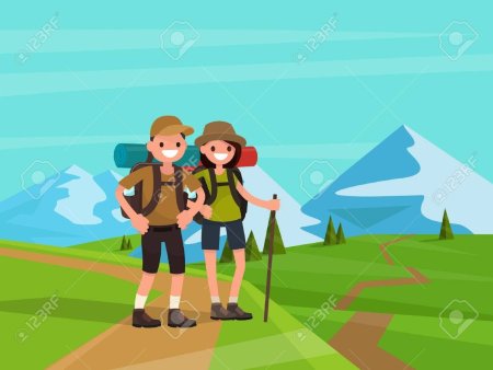 Турист пешеходный вектор