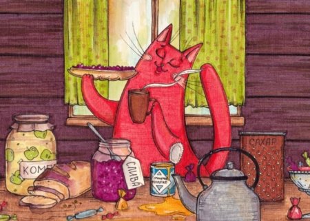 Котики пьют чай