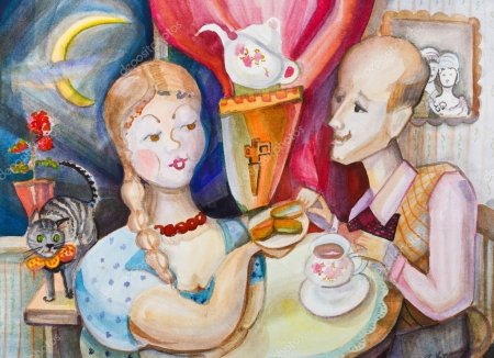 Посиделки за чаем иллюстрации