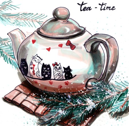 Новогодняя Кружка акварель