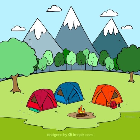 Палаточный лагерь нарисованный