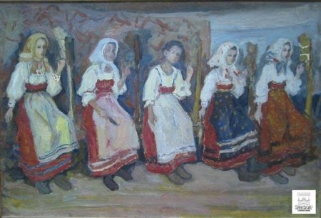 Девичьи посиделки на Руси живопись