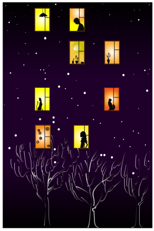 Рисование город вечером