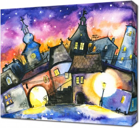 Сказочный город акварель