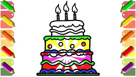 Поэтапное рисование торта для детей