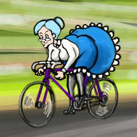 Старуха на велосипеде