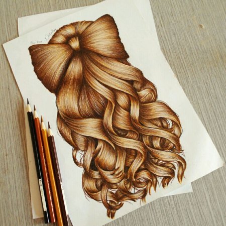 Локоны карандашом