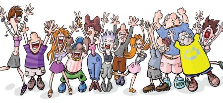 Толпа веселых человечков