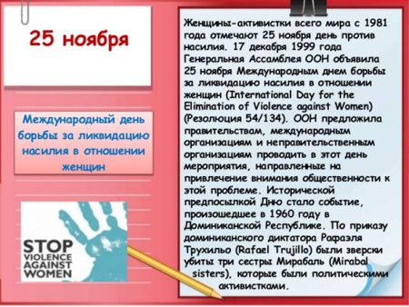 25 Ноября: Международный день борьбы