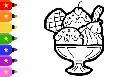 Раскраска мороженое Единорог