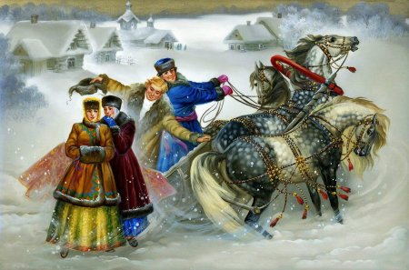 Федоскинская лаковая живопись тройка